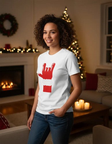 D_855362-MLM98248686539_112025-O.jpg Playera De Navidad Con Mano De Santa