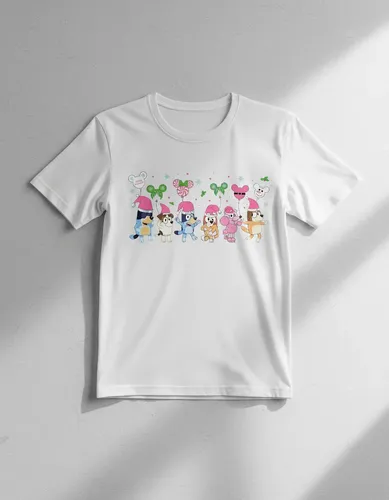 Playera Bluey Y Sus Amigos Navidad