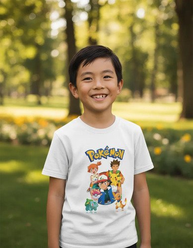 Playera Infantil De Pokemon Ash, Brock Y Misty