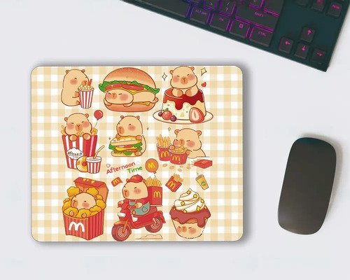 D_859292-MLM83425173257_032025-O.jpg Mouse Pad Capybara Cute Con Comida