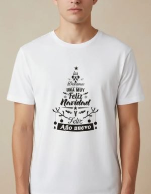D_859933-MLM93957150780_102025-O.jpg Playera Arbol Feliz Navidad Y Feliz Año Nuevo