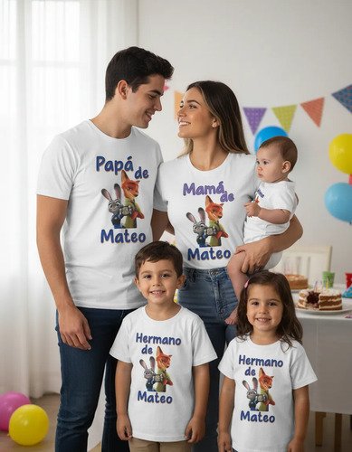 Kit 4 Playeras + Pañalero Zootopia Para Cumpleaños