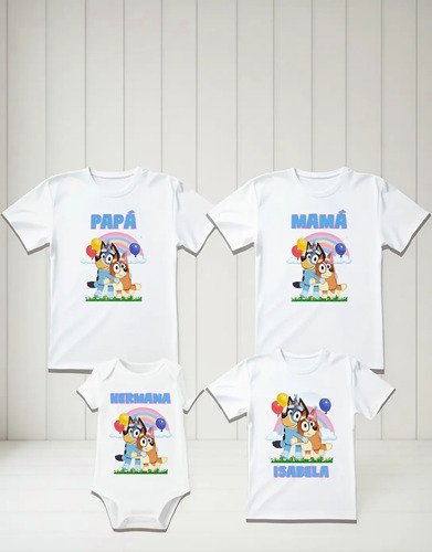D_865258-MLM93748093050_102025-O.jpg Combo 8 Playeras Y 1 Pañalero Bluey Mamá Papá Hermana Y Bebe