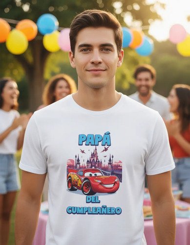 Combo 3 Playeras Y Pañalero Cars Mamá Papá Hermana Y Bebe