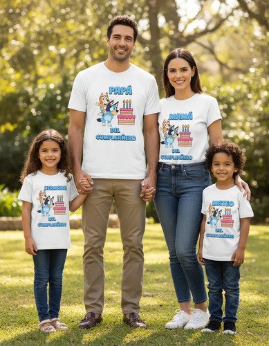 D_875036-MLM93753070892_102025-O.jpg Combo 8 Playeras Y 1 Pañalero Bluey Mamá Papá Hermana Y Bebe