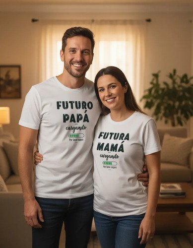D_877866-MLM93670068792_102025-O.jpg Kit 2 Playeras Anunciar Embarazo Futura Mamá Papá Cargando