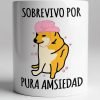 Taza De Café Cheems Sobrevivo Por Pura Amsiedad