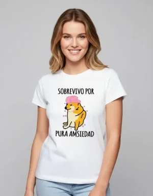 Playera Cheems Perrito Sobrevivo Por Pura Amsiedad