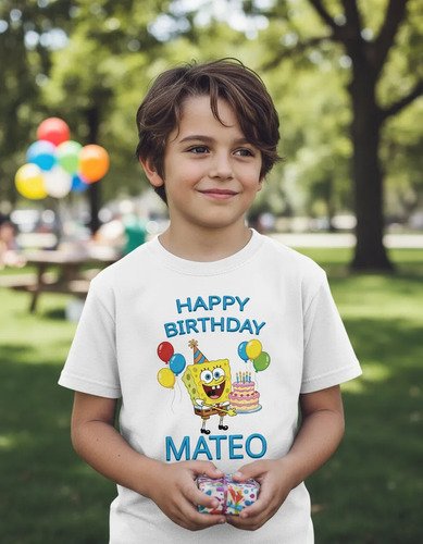 D_882551-MLM108277501211_032026-O.jpg Playera Infantil Bob Esponja Cumpleaños