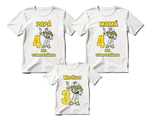 D_886454-MLM94455123298_102025-O.jpg Combo 2 Playeras Unisex Y 1 Playera Infantil Buzz Lightyear