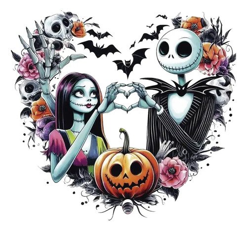 D_890706-MLM79445512267_092024-O.jpg Playera Jack Y Sally Halloween Unisex