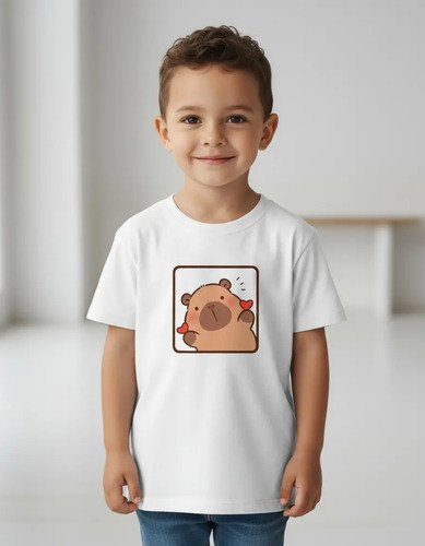 D_891869-MLM93154521863_092025-O.jpg Playera Infantil Capibara Corazones
