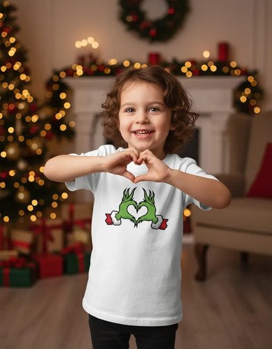 Playera Infantil Grinch Corazon Navidad