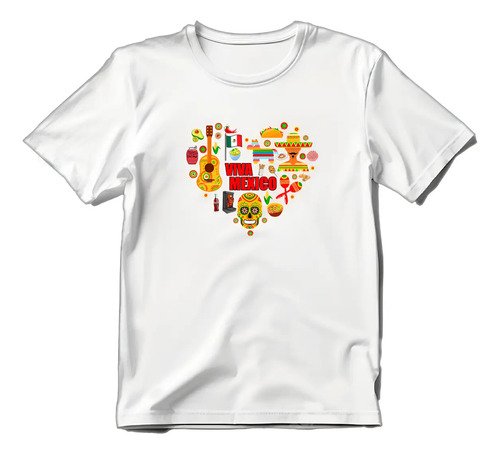 D_899152-MLM90916089056_082025-O.jpg Playera Viva México Corazón Unisex Fiestas Patrias