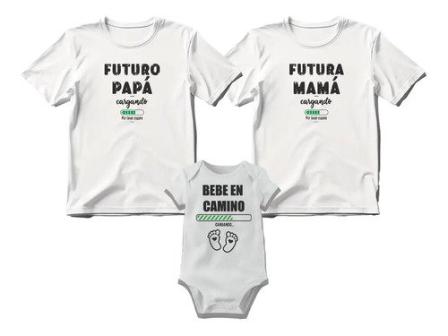 Kit 2 Playeras Unisex + 1 Pañalero Anunciar Embarazo