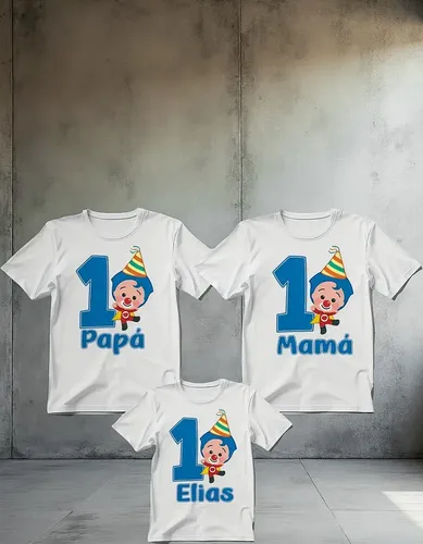 D_900473-MLM93993634001_102025-O.webp Combo 3 Playeras De Plim Plim Con Gorrito Papa Mama E Hijo