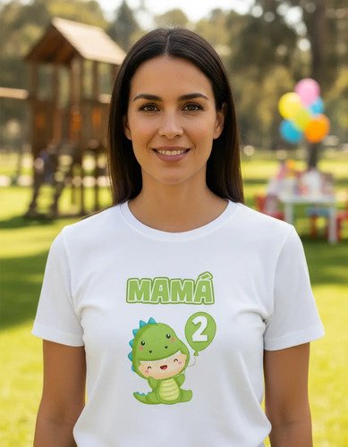 Kit Familiar 3 Playeras Personalizadas Cumpleaños Dinosaurio