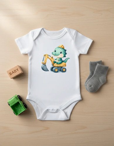 Pañalero Dinosaurio Excavadora Bebé Niño Diseño Constructor