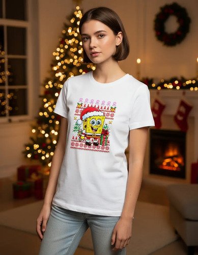 Playera Unisex De Navidad Bob Esponja
