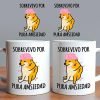 Taza De Café Cheems Sobrevivo Por Pura Amsiedad