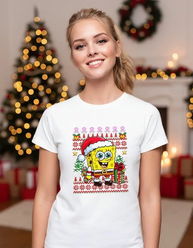 Playera Unisex De Navidad Bob Esponja