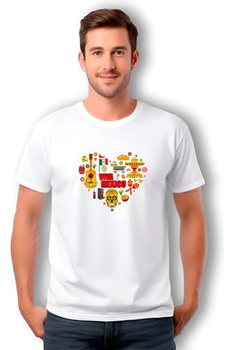 D_967258-MLM90916089142_082025-O.jpg Playera Viva México Corazón Unisex Fiestas Patrias