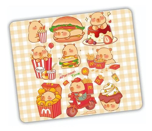 D_981709-MLM83134649768_032025-O.jpg Mouse Pad Capybara Cute Con Comida