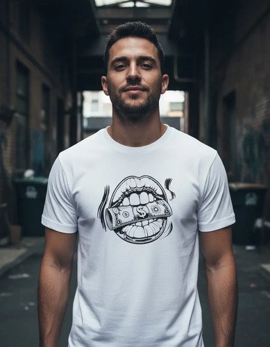 Playera Unisex Labios Y Dólar Imagen Sublime