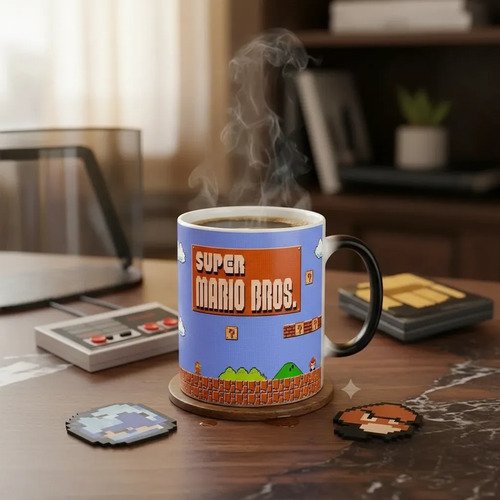 Taza Mágica Super Mario Bros Cambia De Color 11 Oz Cerámica